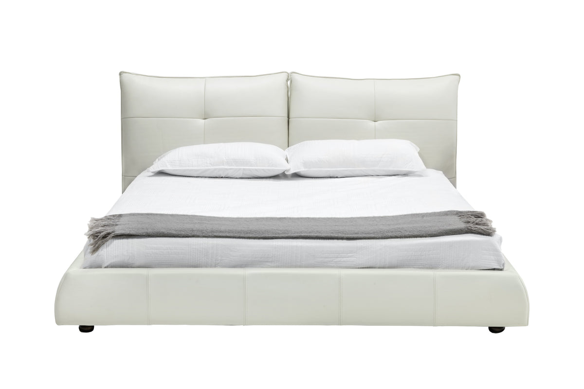 Mielcasa | White Modrest Patrick Modern White Leather Bed | SKU VGKKB-75X-BED | MPN: 78203|78204|12973|78205 | Free Delivery & Free Return