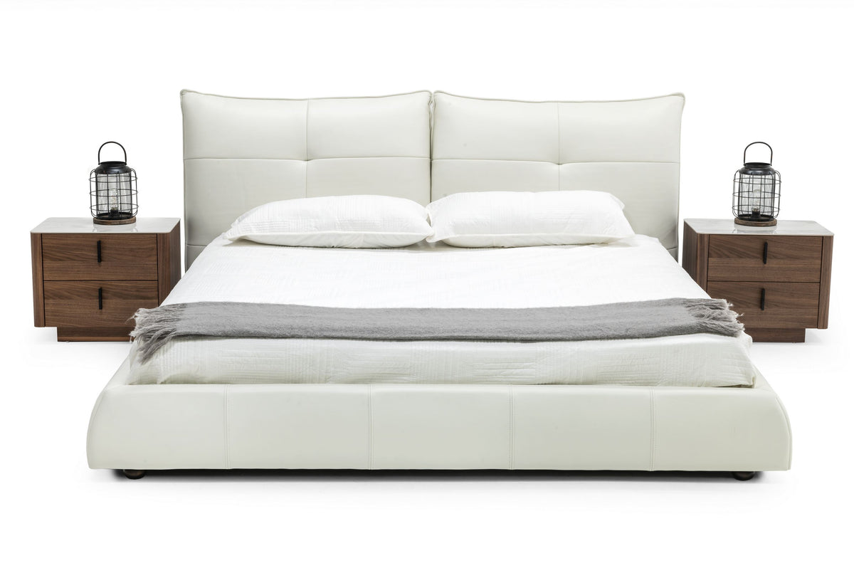 Patrick Modern White Leather Bed