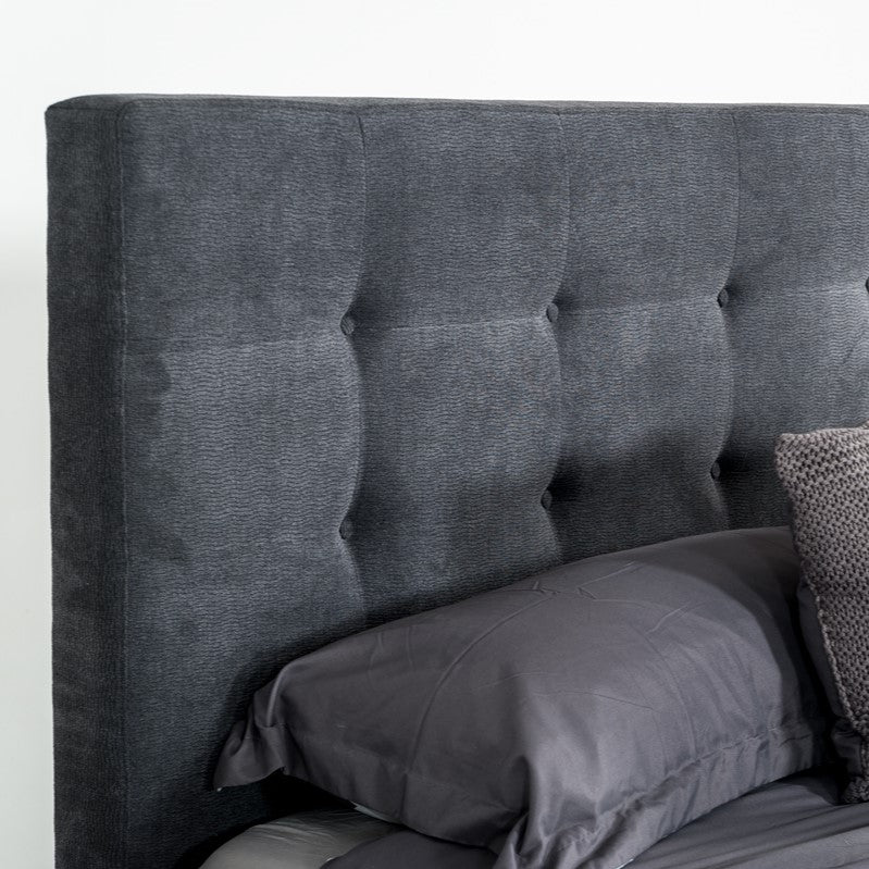 Addison +Soria Mid-Century Modern Grey Fabric + Walnut 4-Piece Bedroom Set