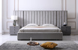Queen Buckley Modern Grey & Black Stainless Steel Bed with Nightstands