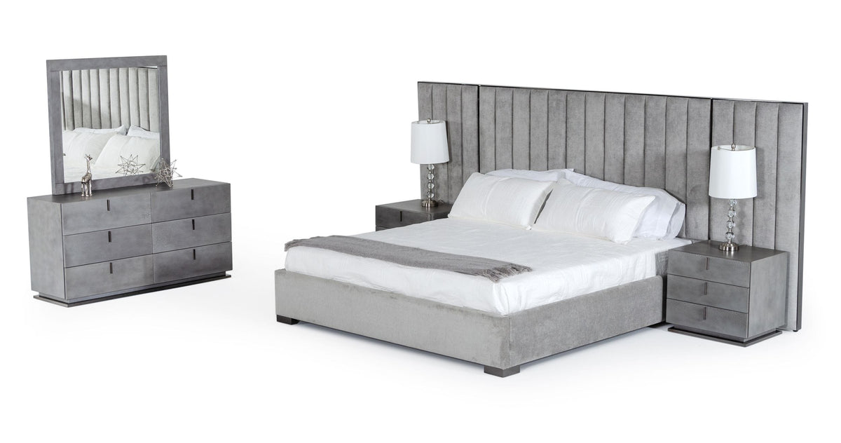 Buckley Grey & Black Stainless Steel Bedroom Set