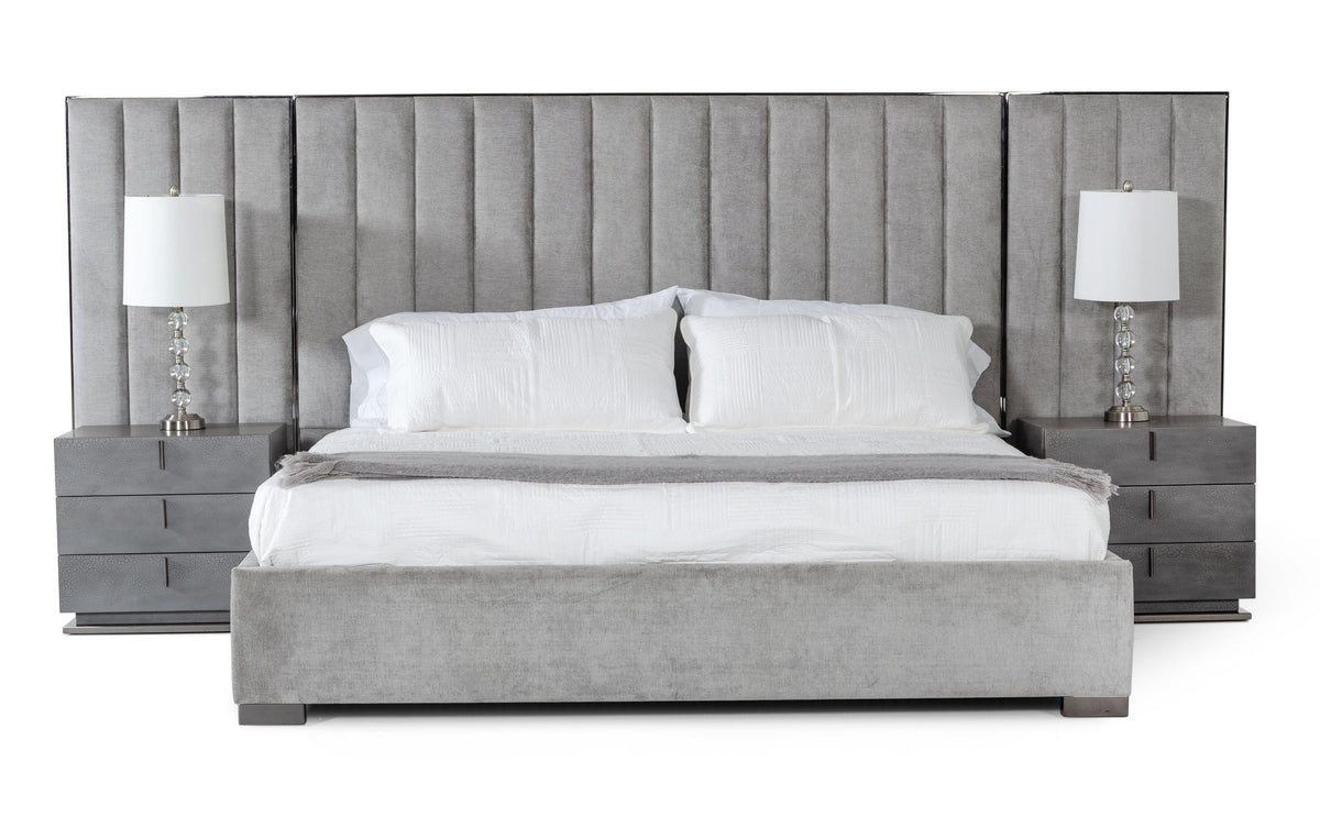 Buckley Grey & Black Stainless Steel Bedroom Set