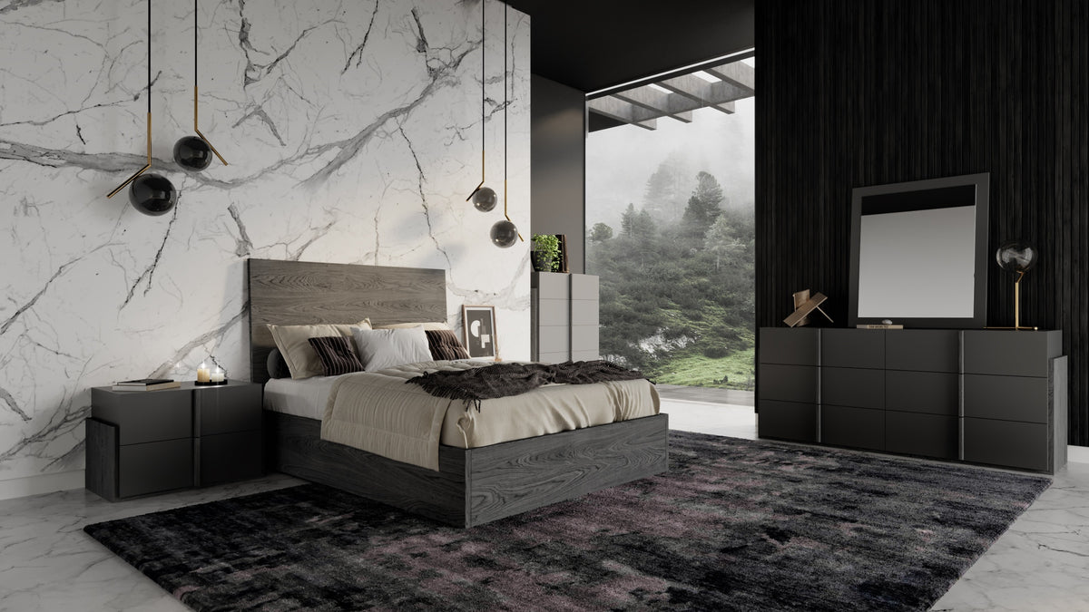 Lucia Italian Modern Matte Grey / Elm Grey Bedroom Set