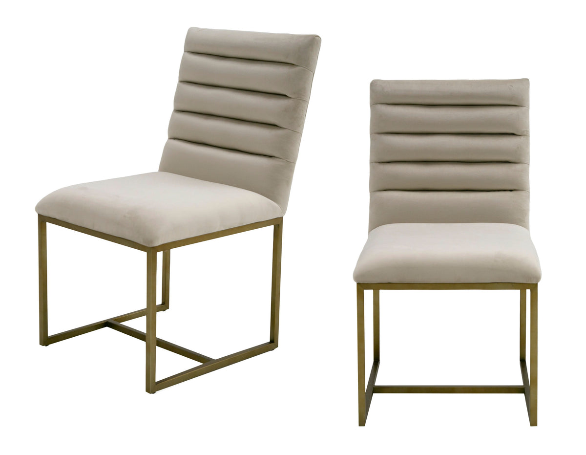 Barker Modern Beige & Brush Gold Dining Chair (Set of 2)