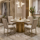 Barker Modern Beige & Brush Gold Dining Chair (Set of 2)