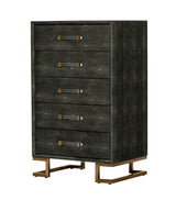 Howard Modern Shagreen Grey Leatherette & Gold Chest