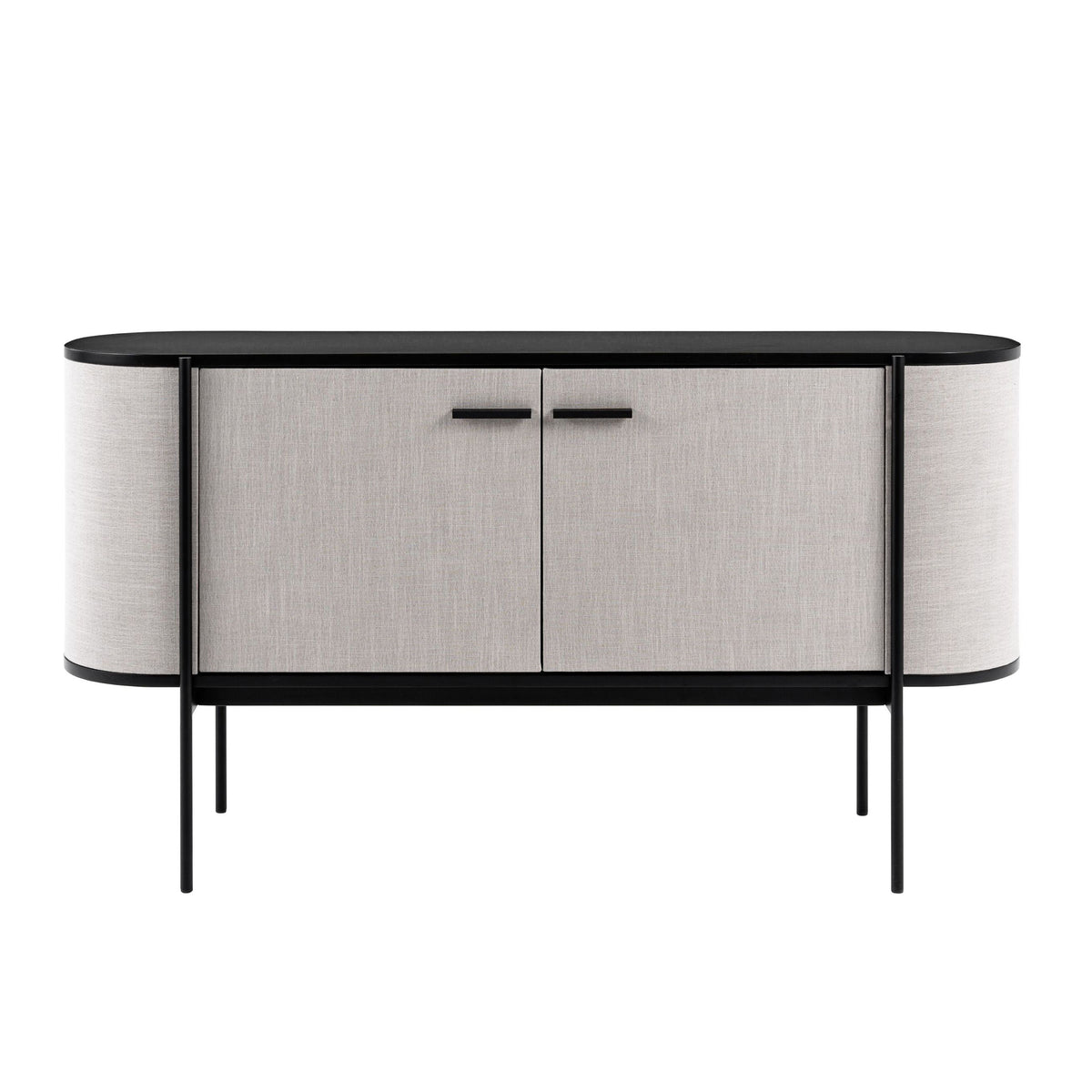 Mielcasa | Beige Modrest Hobart Modern Beige Fabric & Black Metal Buffet | SKU VGDWJ9743--BEI-BUF | MPN: 78386A | Free Delivery & Free Return
