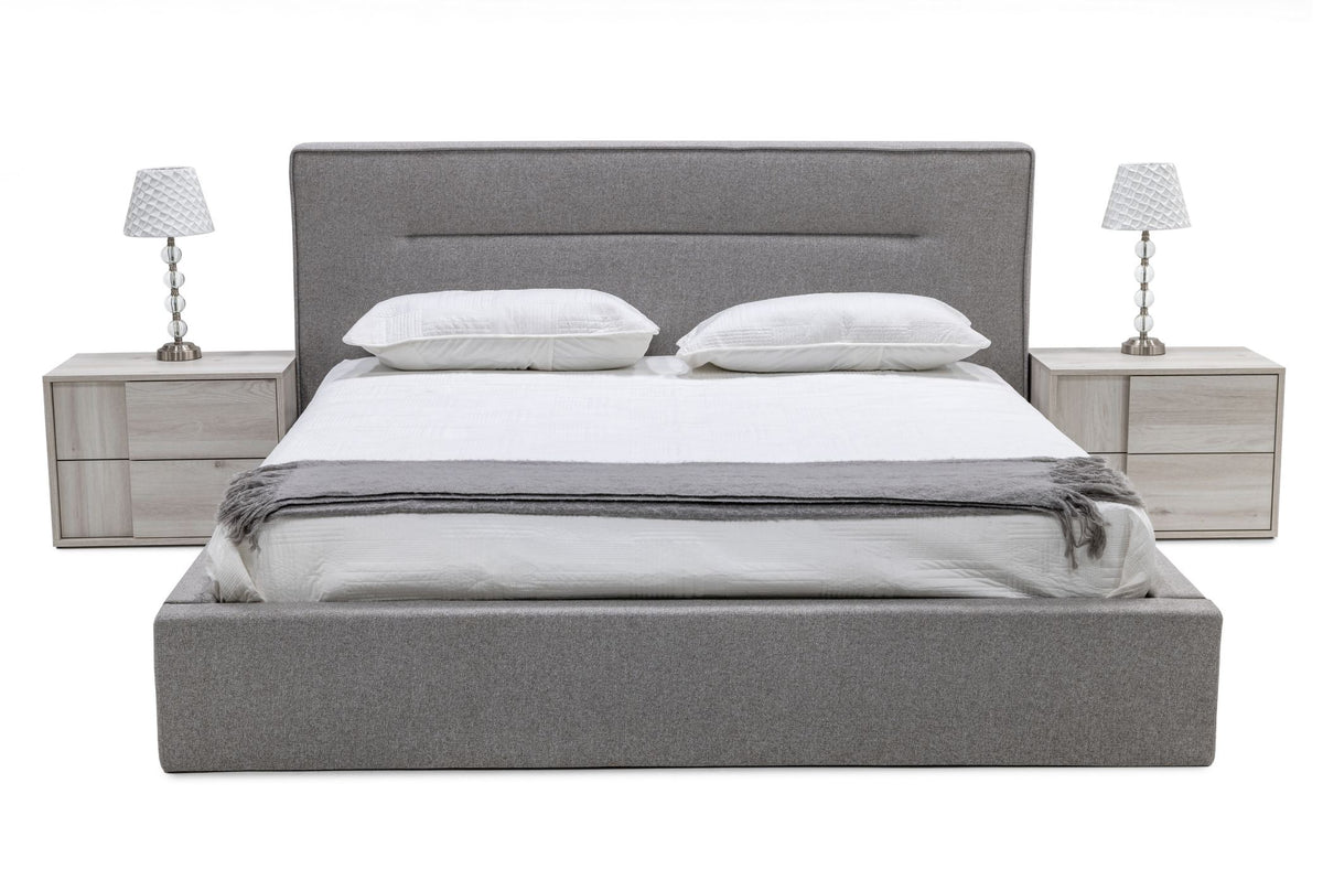 Juliana Italian Modern Grey Upholstered Bed