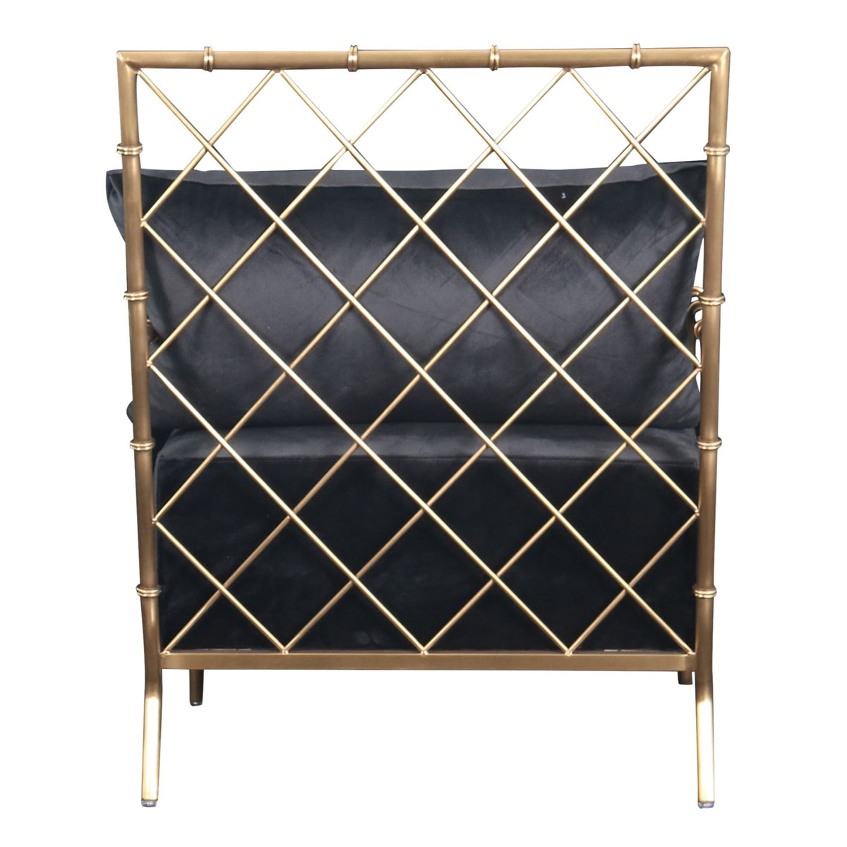 Ignacio Glam Black Velvet & Gold Accent Chair