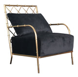 Ignacio Glam Black Velvet & Gold Accent Chair
