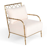 Ignacio Glam White Velvet & Gold Accent Chair