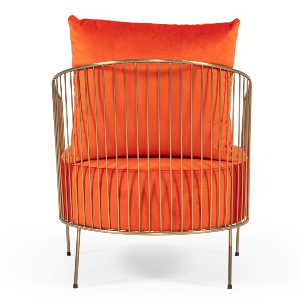Loveland Glam Orange Velvet Accent Chair