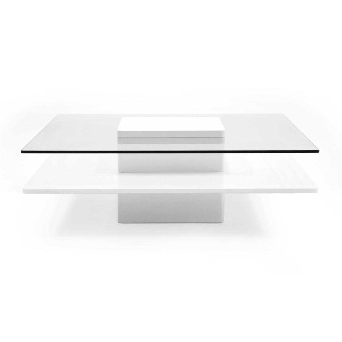 Clarion Modern White & Clear Glass Coffee Table