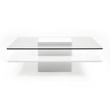 Clarion Modern White & Clear Glass Coffee Table