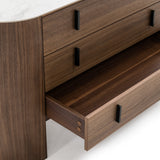 Chelton Contemporary White Ceramic & Walnut Dresser