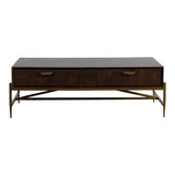 Shane Modern Acacia & Brass Coffee Table