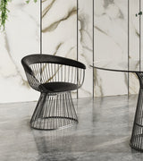 Chandler Modern Black Velvet & Black Stainless Steel Dining Chair