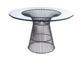 Chandler Modern Round Glass & Black Stainless Steel Dining Table