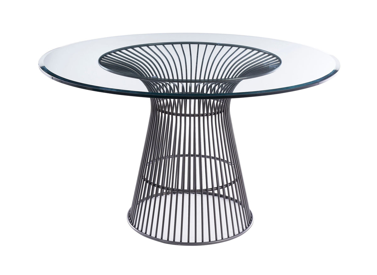 Chandler Modern Round Glass & Black Stainless Steel Dining Table