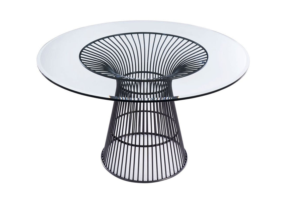 Chandler Modern Round Glass & Black Stainless Steel Dining Table