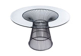 Chandler Modern Round Glass & Black Stainless Steel Dining Table