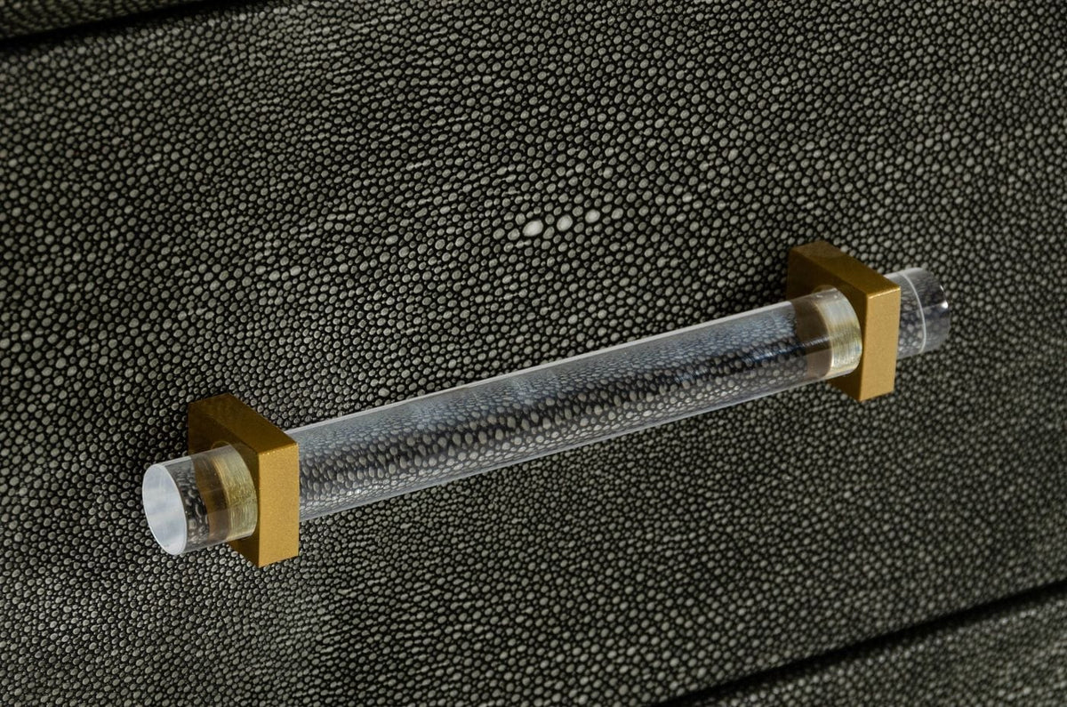 Howard Modern Shagreen Grey Leatherette & Gold Dresser