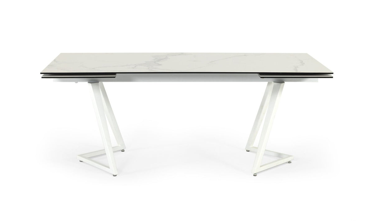 Farrell Modern White Ceramic Extendable Dining Table