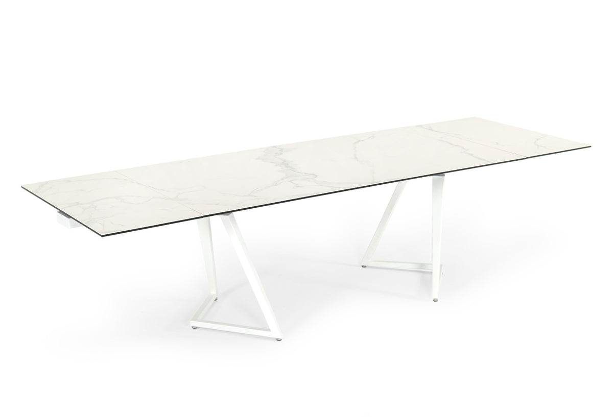 Farrell Modern White Ceramic Extendable Dining Table