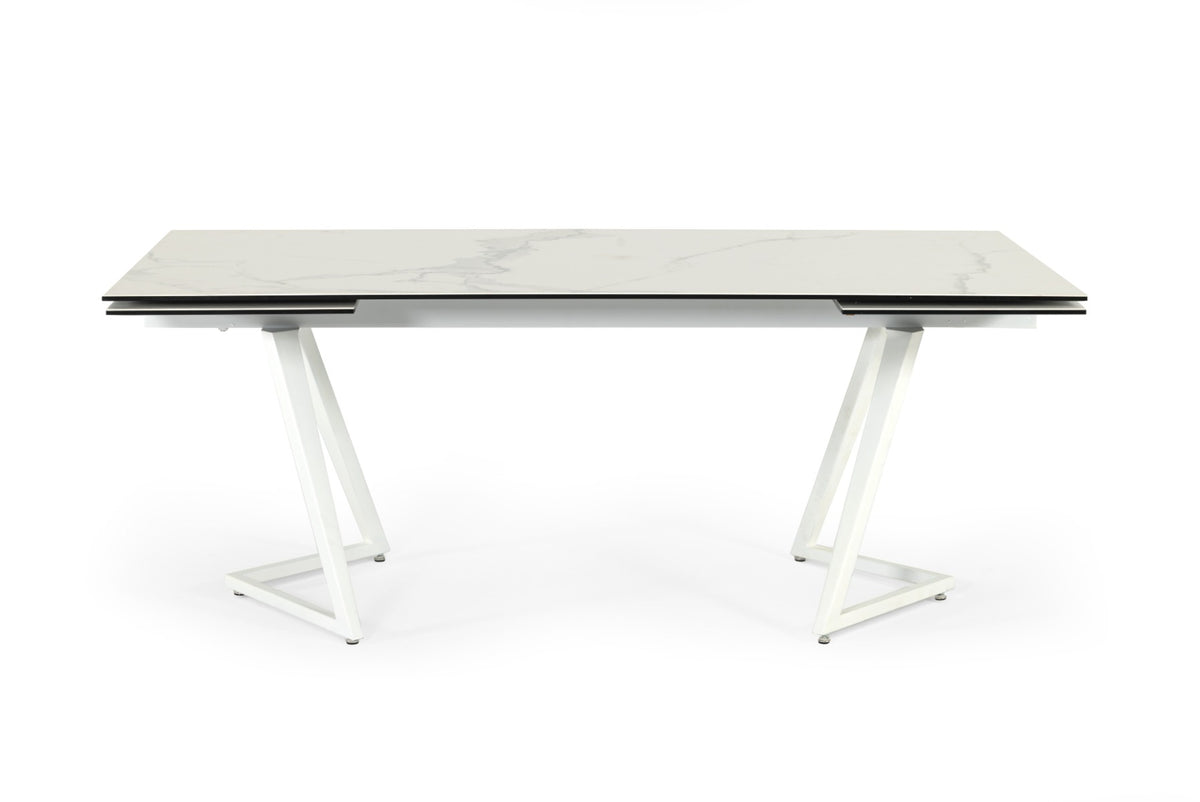 Farrell Modern White Ceramic Extendable Dining Table