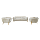 Stella Transitional Beige Velvet Sofa Set