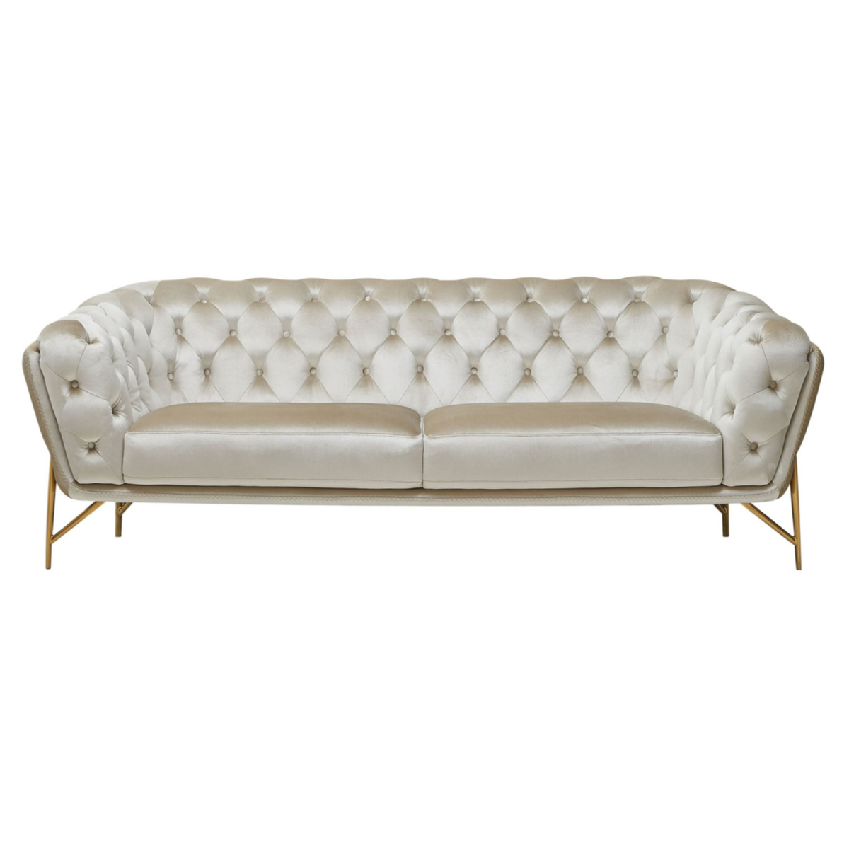 Stella Transitional Beige Velvet Sofa