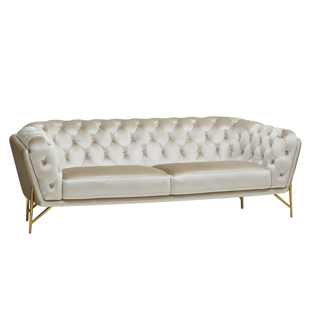 Stella Transitional Beige Velvet Sofa Set