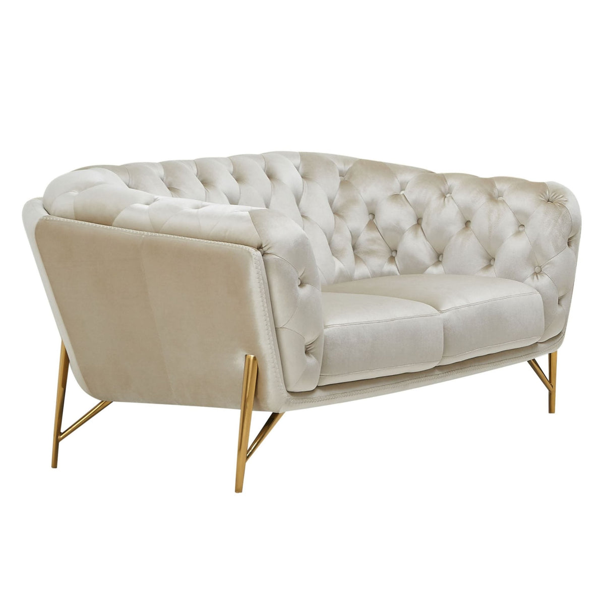 Stella Transitional Beige Velvet Loveseat