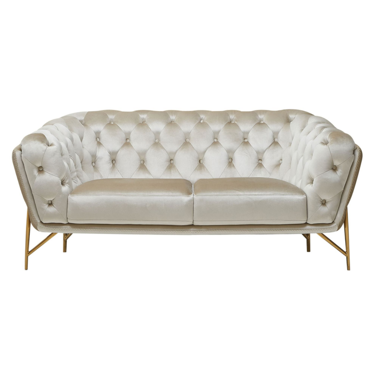 Stella Transitional Beige Velvet Loveseat