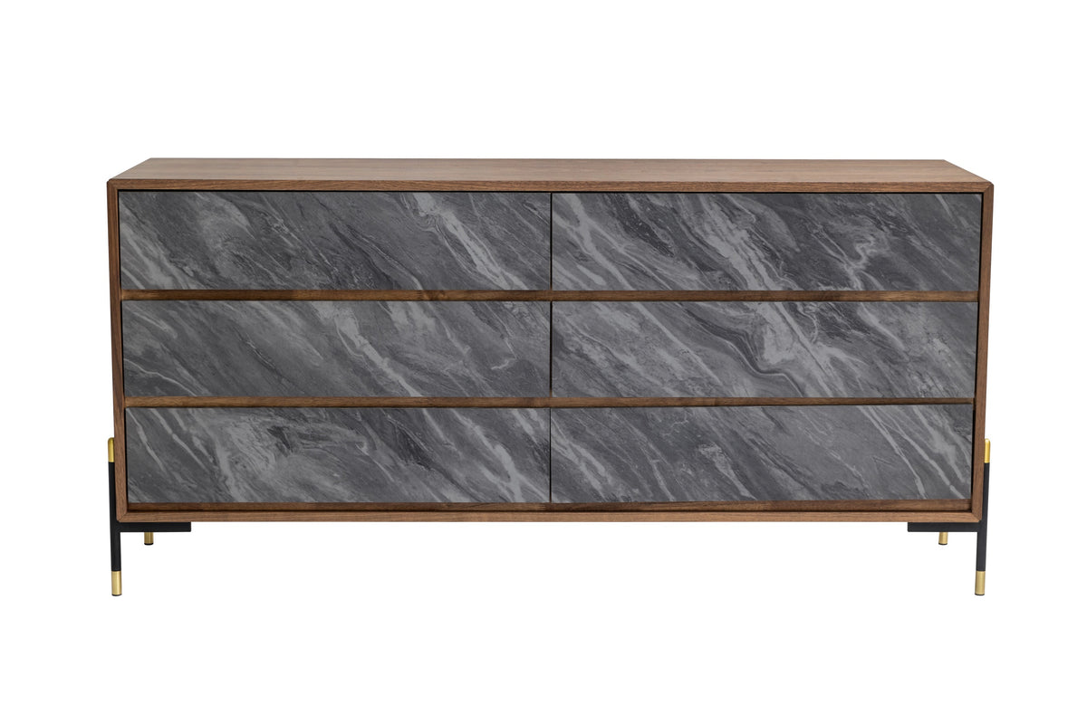 Metcalf Mid-Century Walnut & Grey Dresser