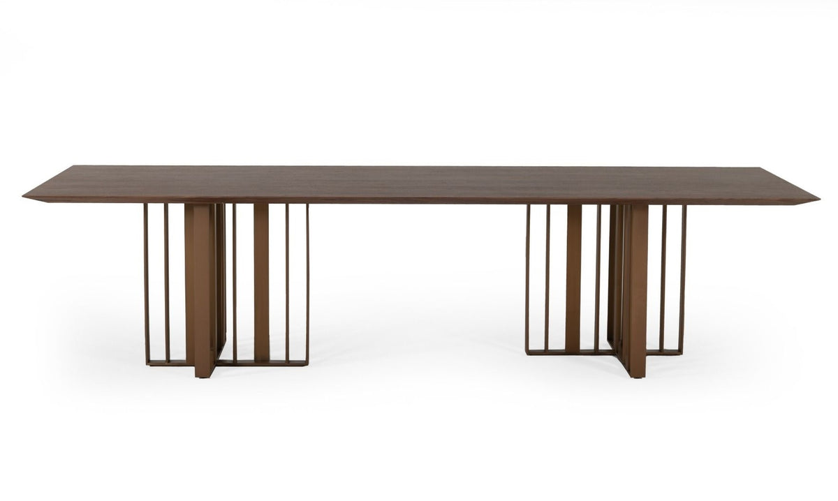 Livia Modern Wenge & Gold Stainless Steel Dining Table