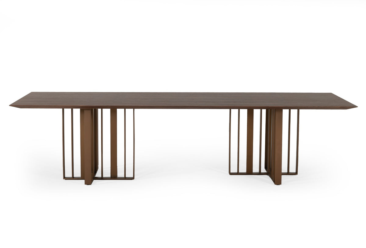 Livia Modern Wenge & Gold Stainless Steel Dining Table