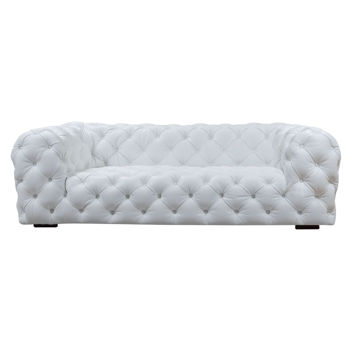 Dexter Transitional White Full Italian Leather 3-Seat Sofa