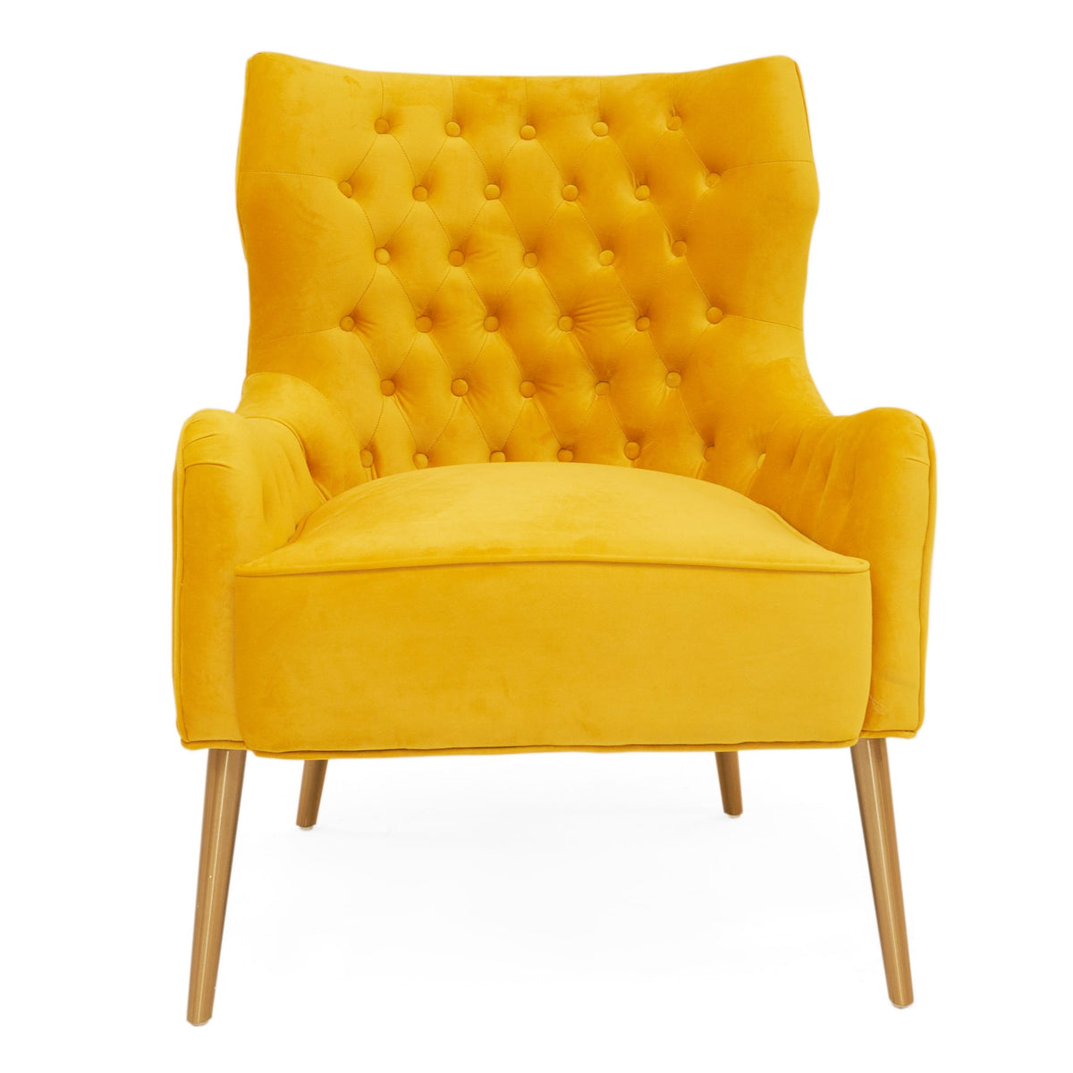 Everly Contemporary Velvet Yellow Accent Chair