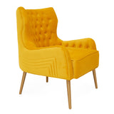 Everly Contemporary Velvet Yellow Accent Chair
