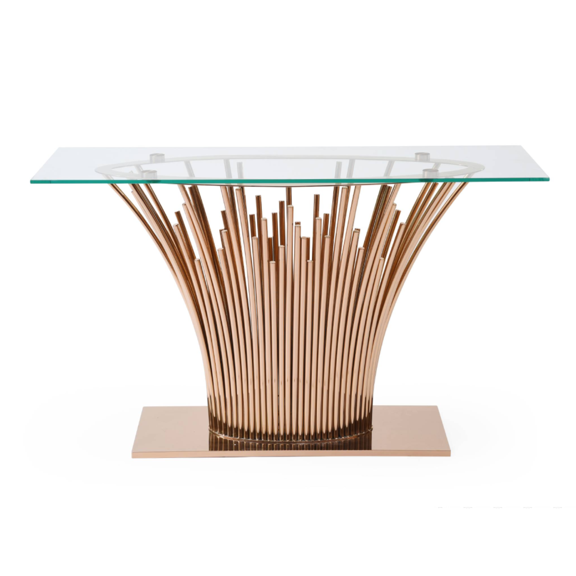 Paxton Modern Glass + Rosegold Console Table