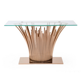 Paxton Modern Glass + Rosegold Console Table