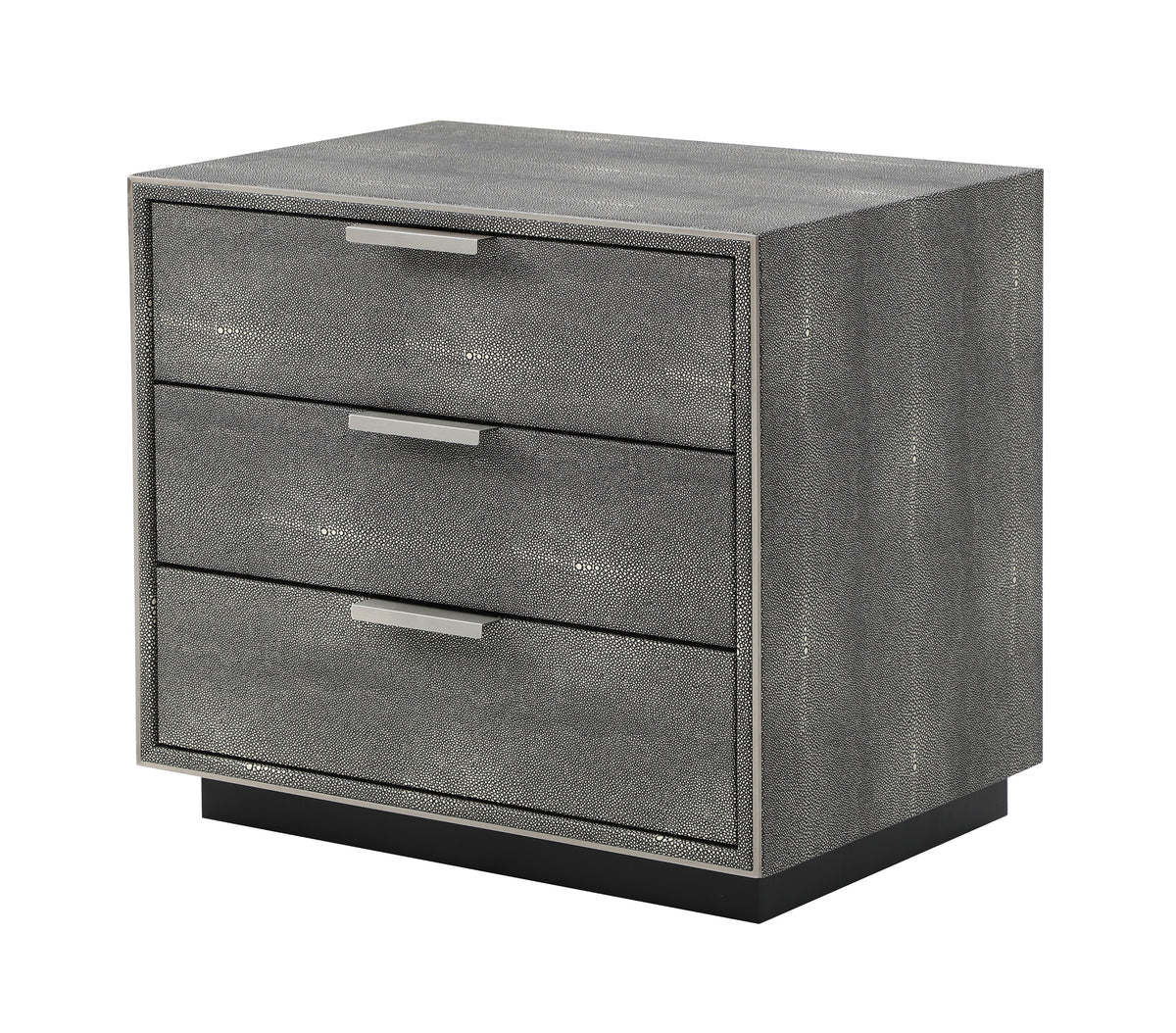 Dynasty Modern Shagreen Three Drawer Nightstand