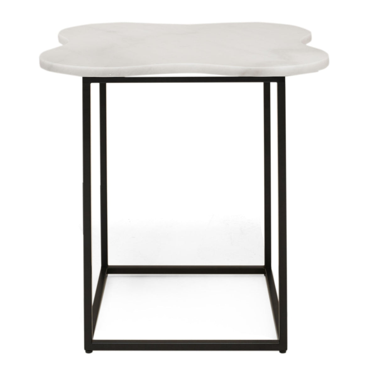 Aleidy White Marble + Black Metal End Table