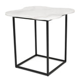 Aleidy White Marble + Black Metal End Table