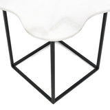 Aleidy White Marble + Black Metal End Table