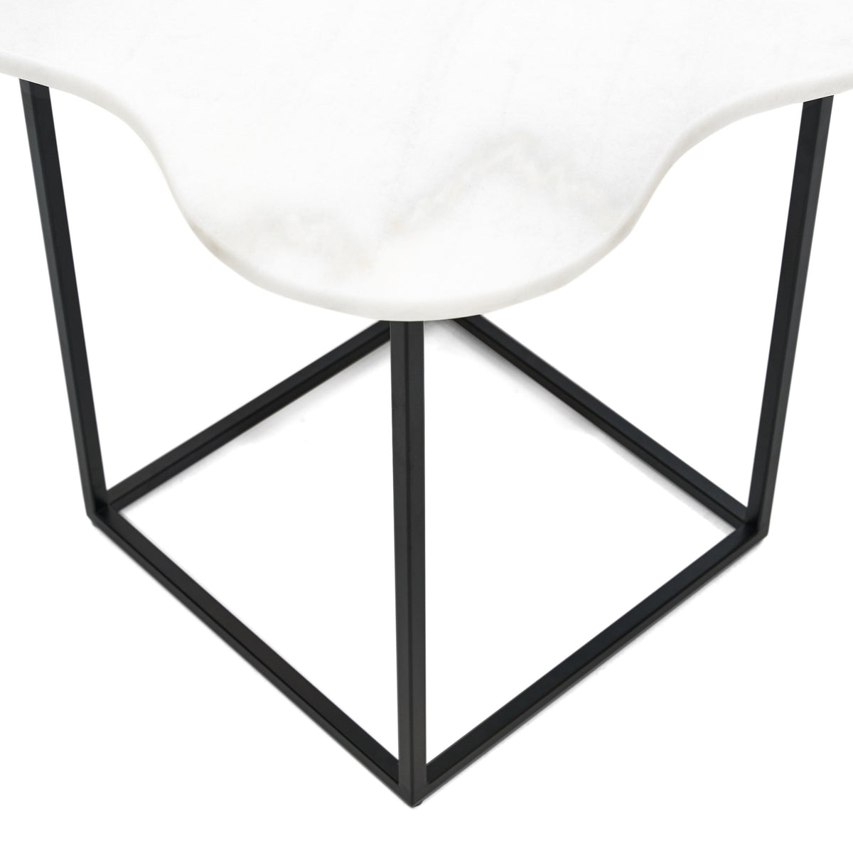 Aleidy White Marble + Black Metal End Table