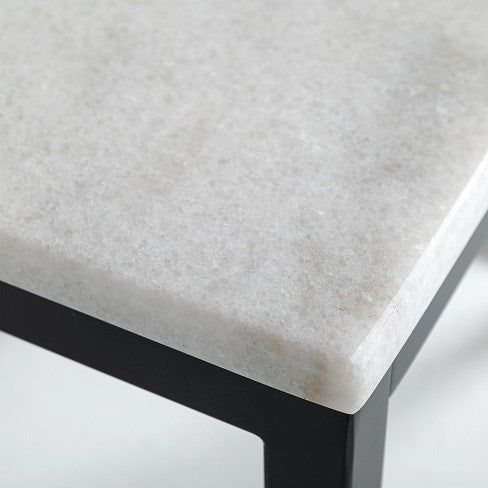 Baca White Marble + Black Metal End Table