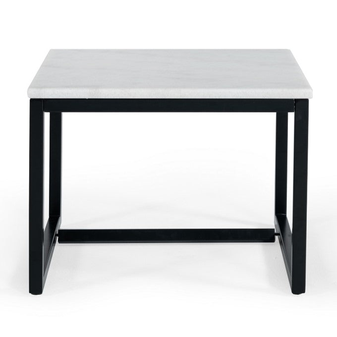 Baca White Marble + Black Metal End Table
