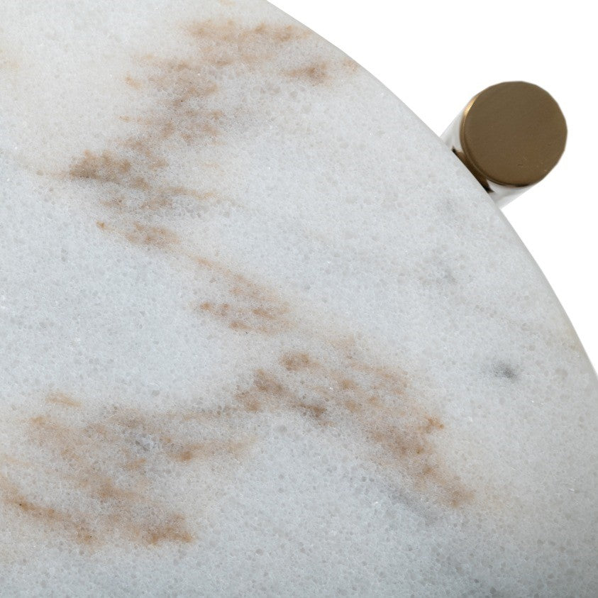 Denzel White Marble + Gold End Table